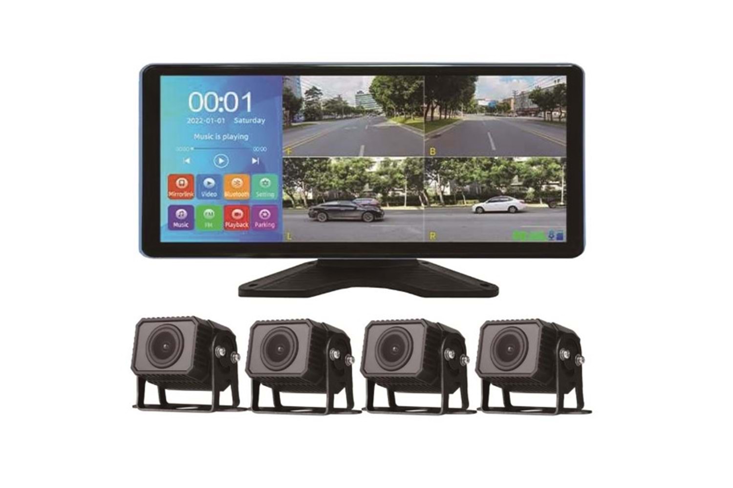 INOX-X614 10İNÇ AHD 4 KAMERALI DOKUNMATİK KAYITLI ARAÇ SETİ